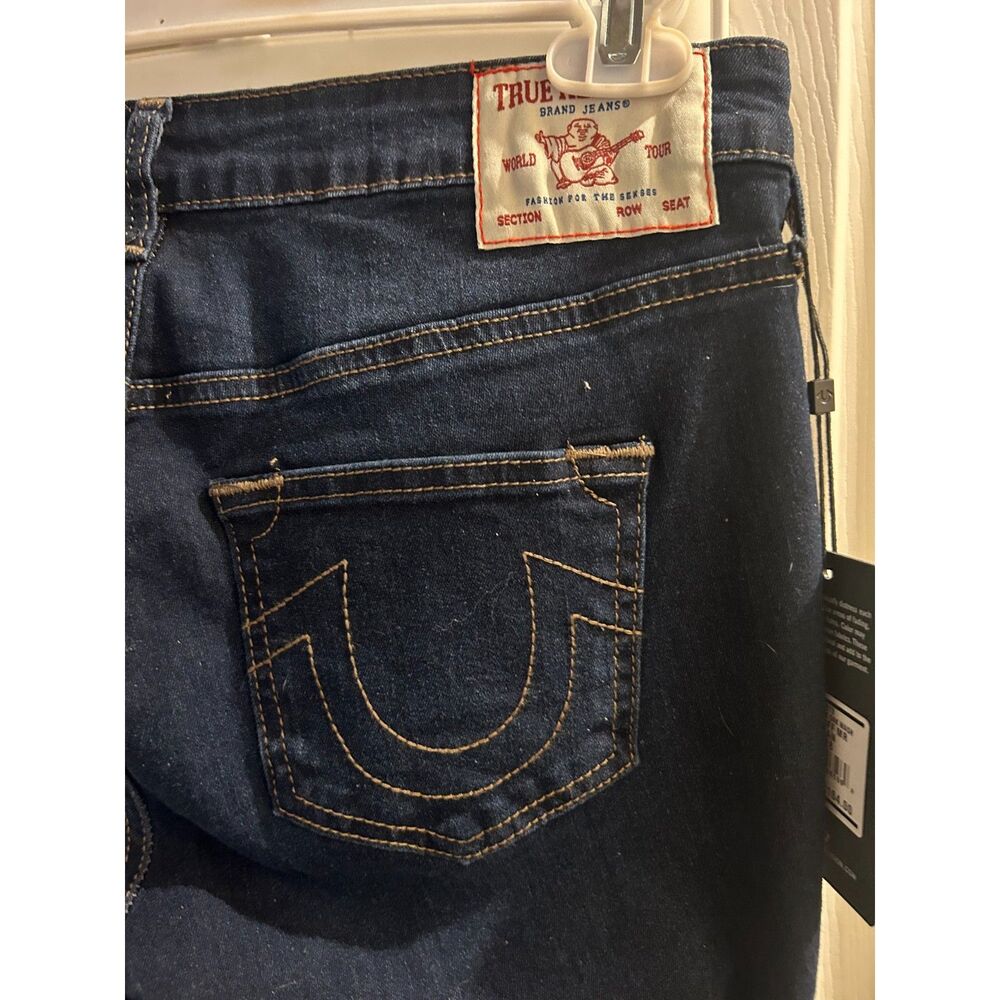 True Religion Becca Cuff Logo Jeans Oak Wash Size 28 Mid Rise Straight NWT $164 - Picture 8 of 8